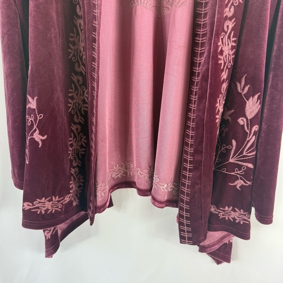 LA BELLUM HILLARY SCOTT Women's S Embroidered pink Velvet Open
Cardigan - Picture 4 of 14